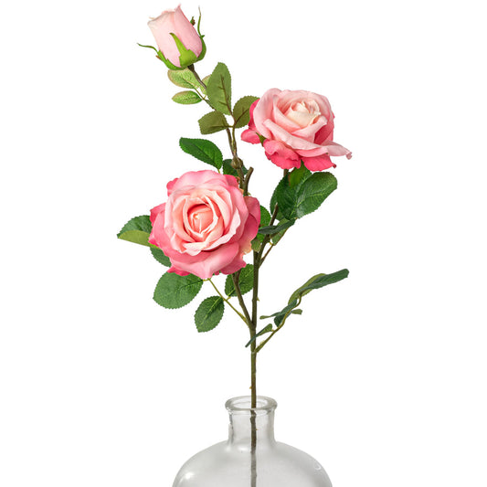 30" Pink Rose Spray – Realistic Faux Floral Stem