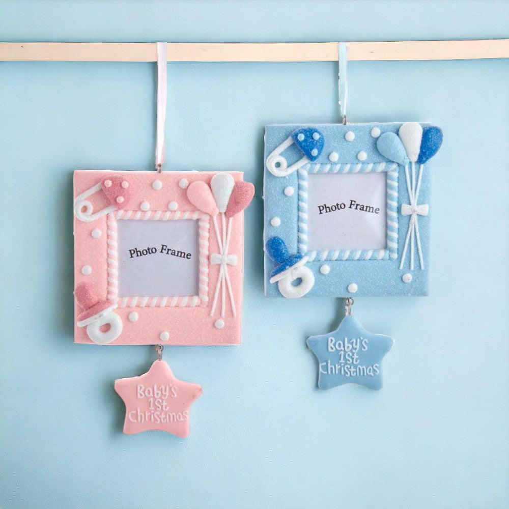 5.25" Baby's 1st Christmas Picture Frame Ornaments – Personalized Holiday Keepsake for Newborns
