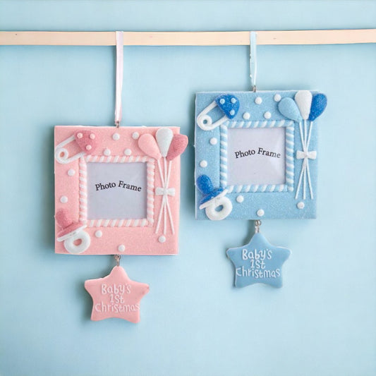 5.25" Baby's 1st Christmas Picture Frame Ornaments – Personalized Holiday Keepsake for Newborns
