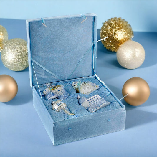 4" Noble Gems™ Baby Boy Glass Ornament Set  4-Piece Boxed Christmas Decoration