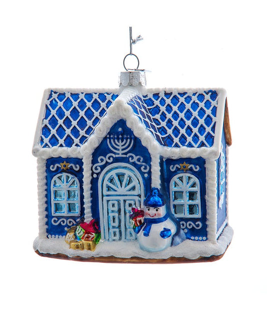 4.5" Glass Hanukkah House Ornament – Elegant Jewish Holiday Decoration"