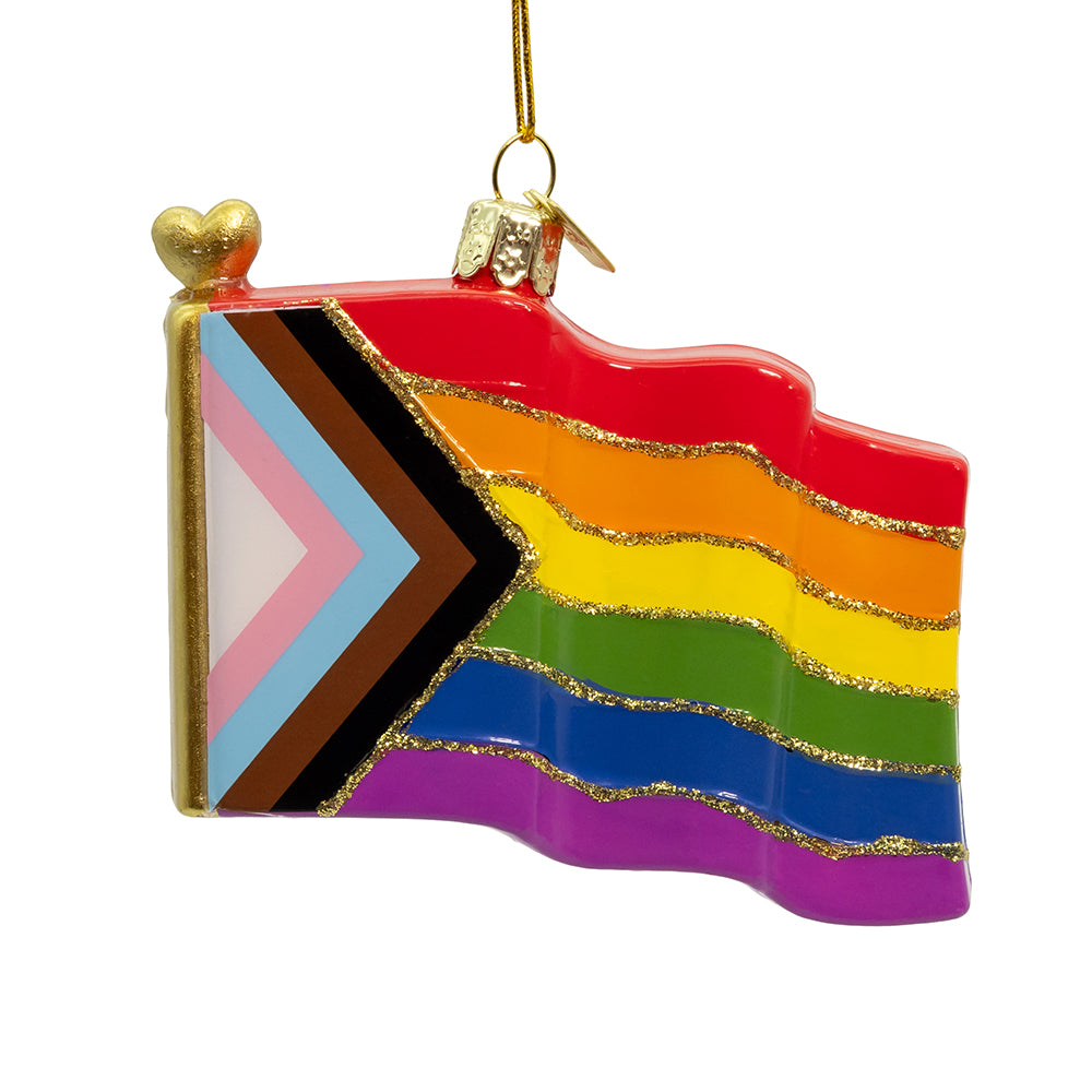 3.5” Glass Pride Flag Ornament – Vibrant LGBTQ+ Christmas and Holiday Decoration