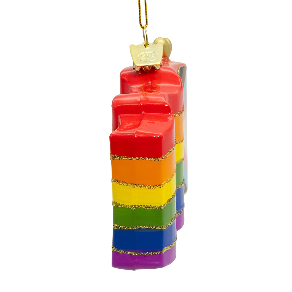 3.5” Glass Pride Flag Ornament – Vibrant LGBTQ+ Christmas and Holiday Decoration