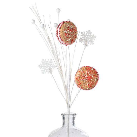 18" Peppermint Macaron Pick - Sweet Holiday Accent for Christmas Decor
