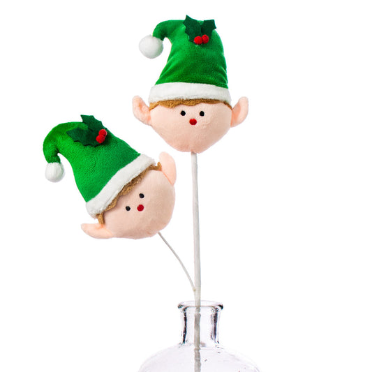 25″ Plush Elf Spray – Green with Holly Embellishments