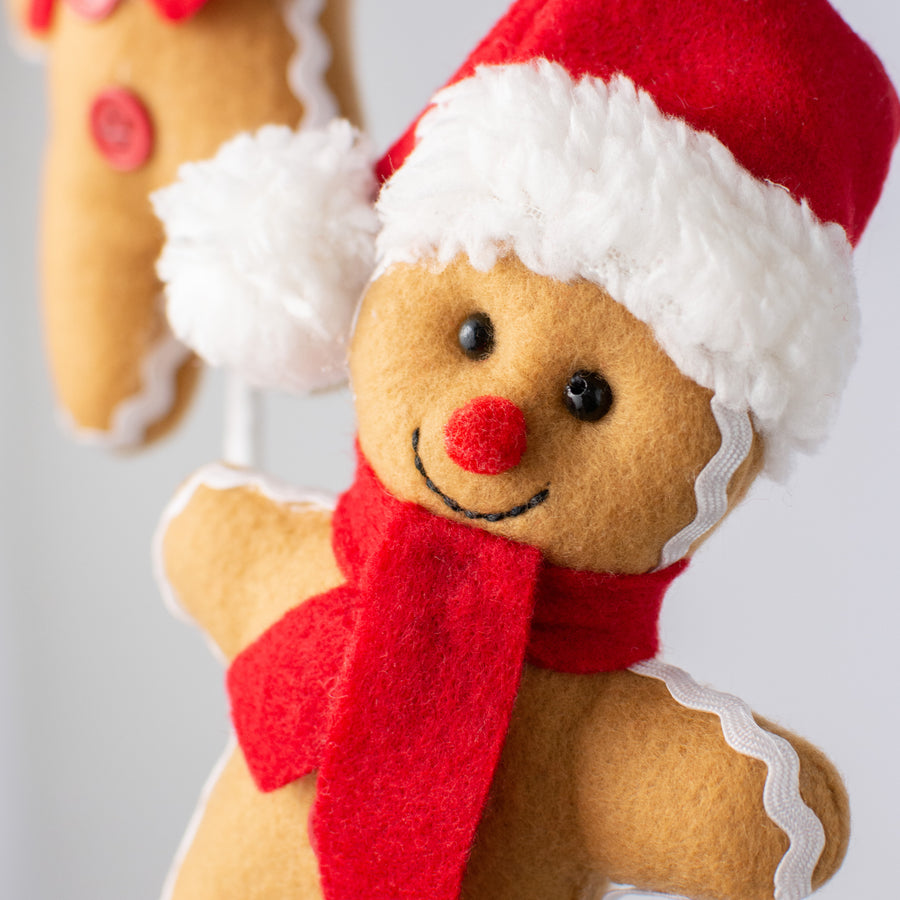 25" Plush Gingerbread Man Spray - Christmas Wreath, Christmas Tree and Garland Decor