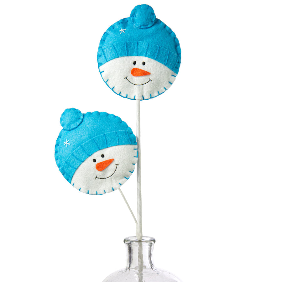 25" Blue Plush Snowman Head Spray - Christmas Holiday Decor