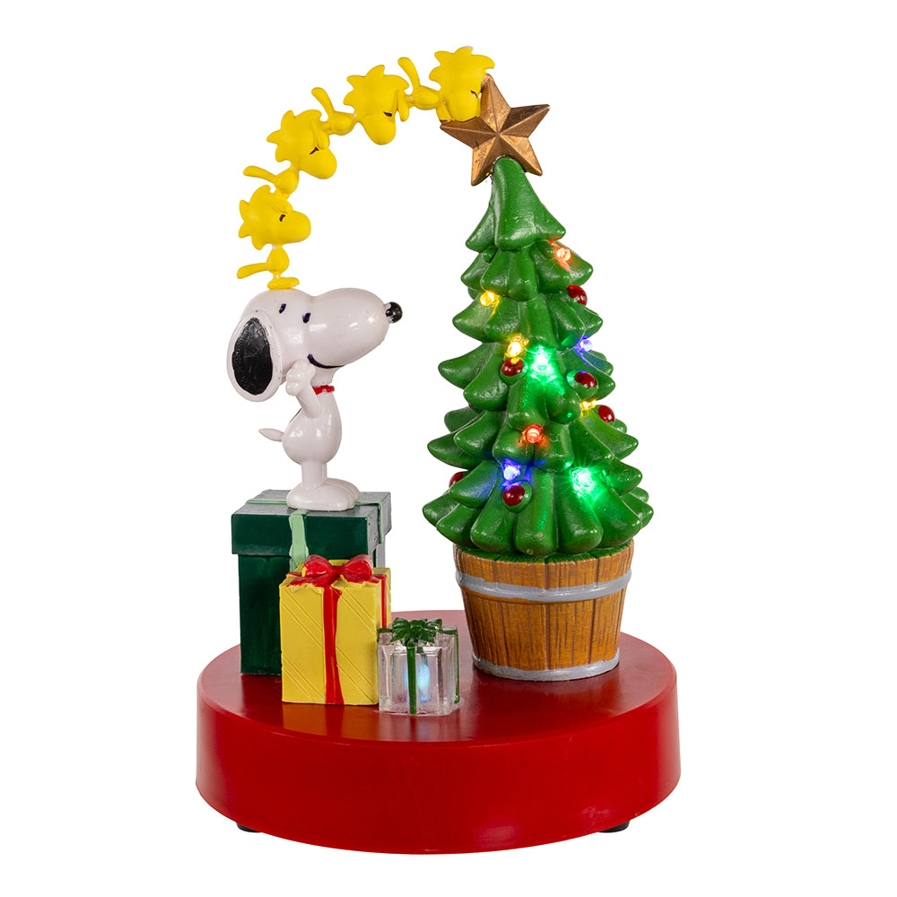 10" Snoopy Christmas Light-Up Decoration with Tree and Presents - Peanuts Holiday Collectible