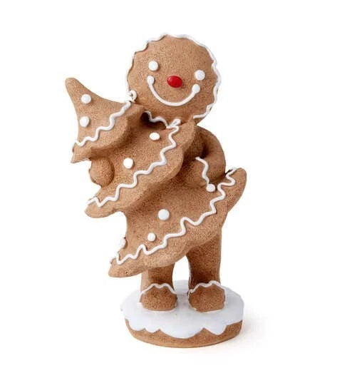 8" Gingerbread Man with Christmas Tree Figurine