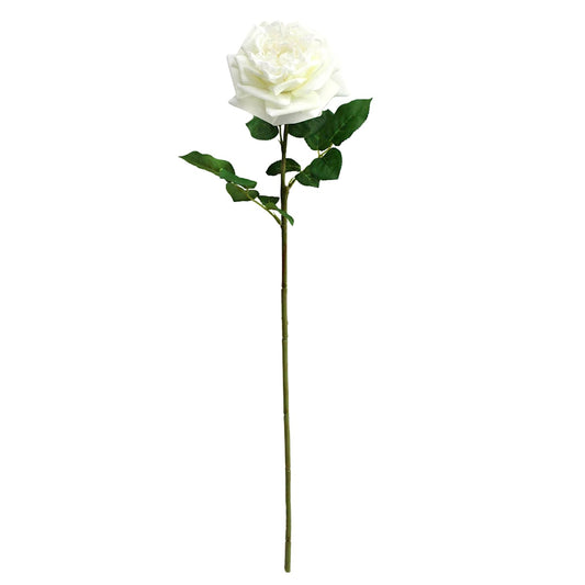25.6" Real Toch White Rose Artificial Flower Stem