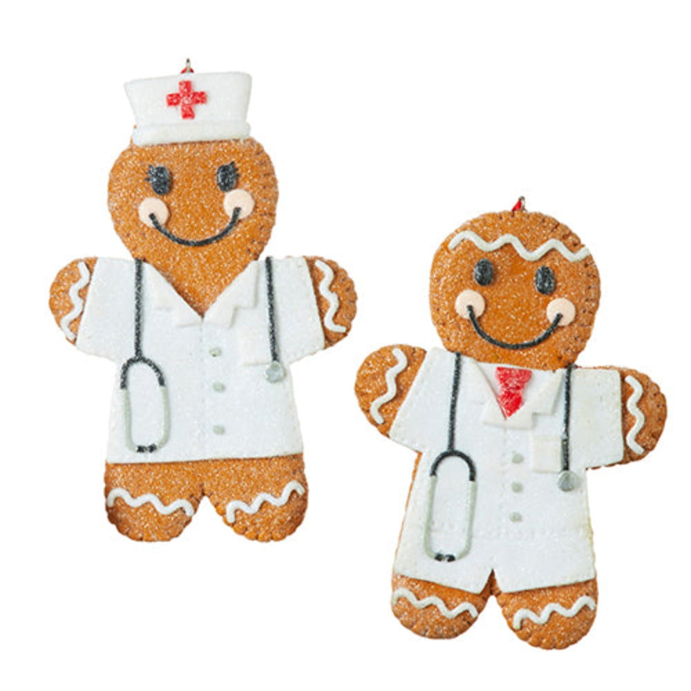 5.5" GINGERBREAD NURSE AND DOCTOR ORNAMENT