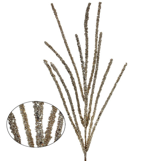 32" Gold Glitter Mini Berry Grass Spray - Sparkling Christmas Decor