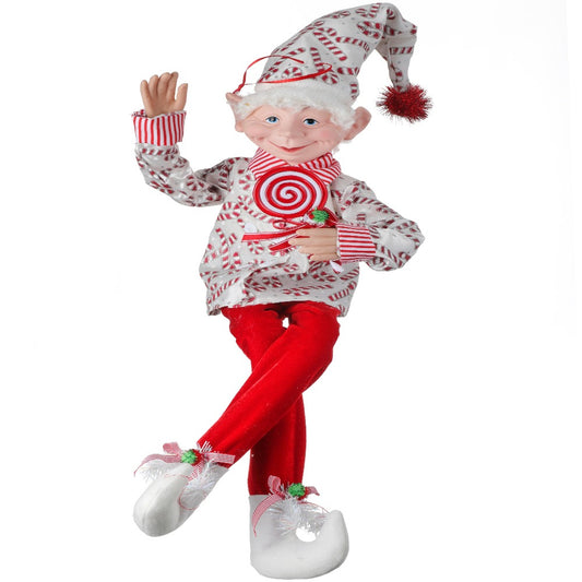 30" Fabric Bendable Candy Cane Elf